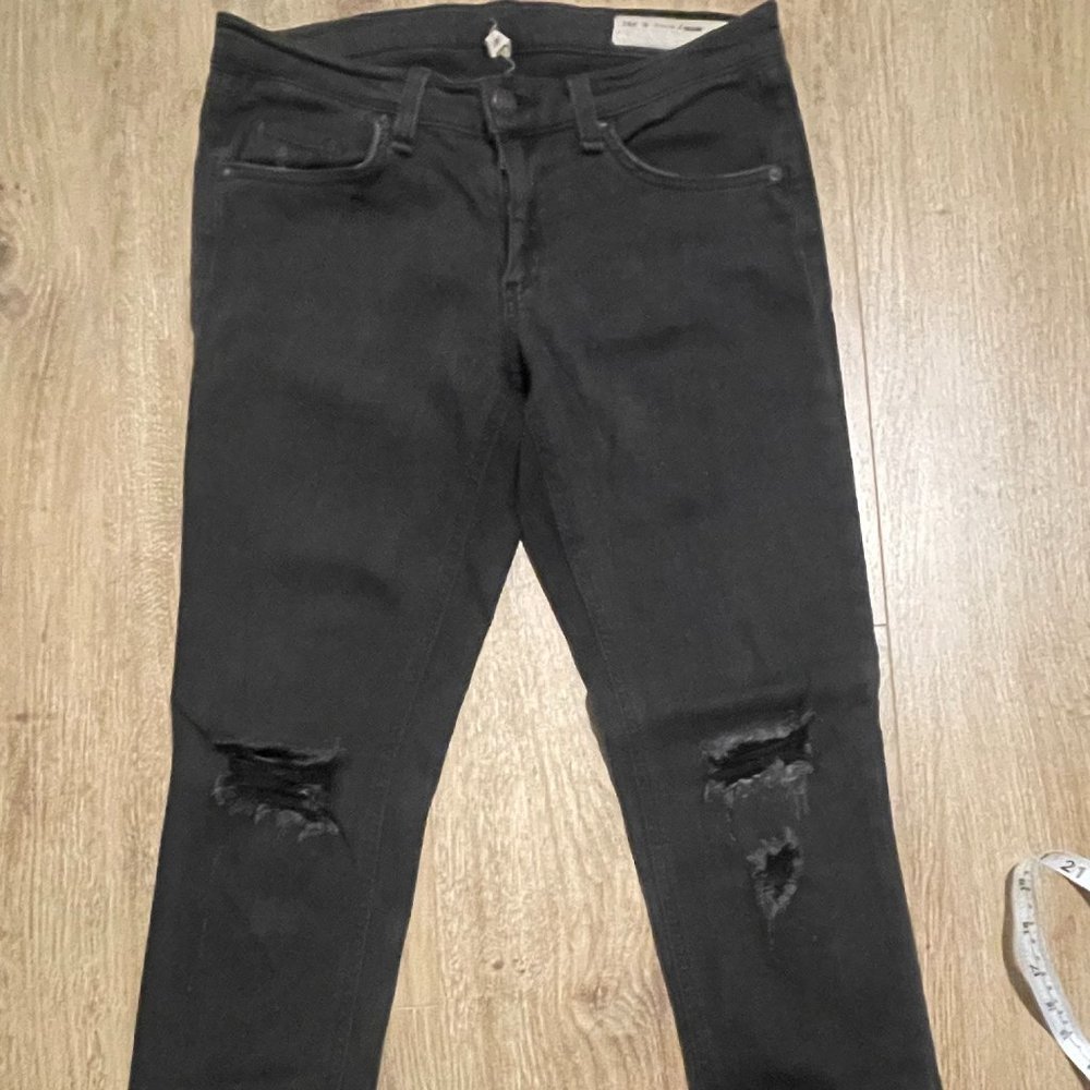 Rag & Bone Skinny Jean Distressed Black Wash Size 27